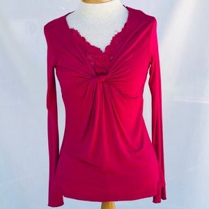 🌟Linea Domani S/P LS Magenta Top w/lace detail